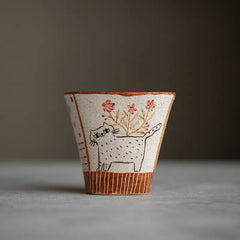 Cat Ceramic Coffee Mug – Original Cute Minimalist Tea Cup & Friendship Gift