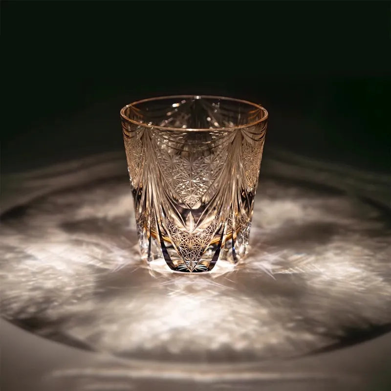 Edo Kiriko Handmade Lead-Free Amethyst Dawn Crystal Whiskey Glass-320