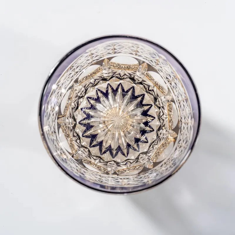 Edo Kiriko Handcrafted Lead-Free Lavender Starlight Crystal Whiskey Glass-320ML