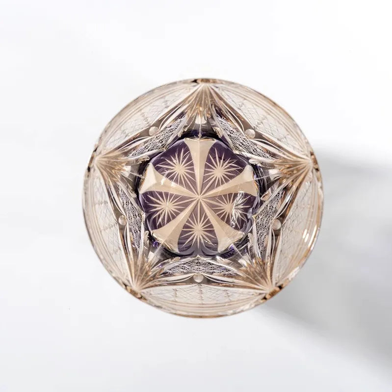 Edo Kiriko Handmade Lead-Free Amethyst Dawn Crystal Whiskey Glass-320