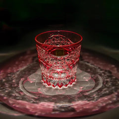 Edo Kiriko Handmade Lead-Free Rose Starburst Crystal Whiskey Glass-320ML