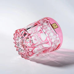 Edo Kiriko Handmade Lead-Free Rose Starburst Crystal Whiskey Glass-320ML