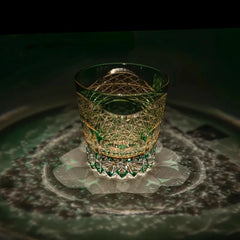 Edo Kiriko Handcrafted Emerald Pattern Lead-Free Crystal Whiskey Glass-320ML