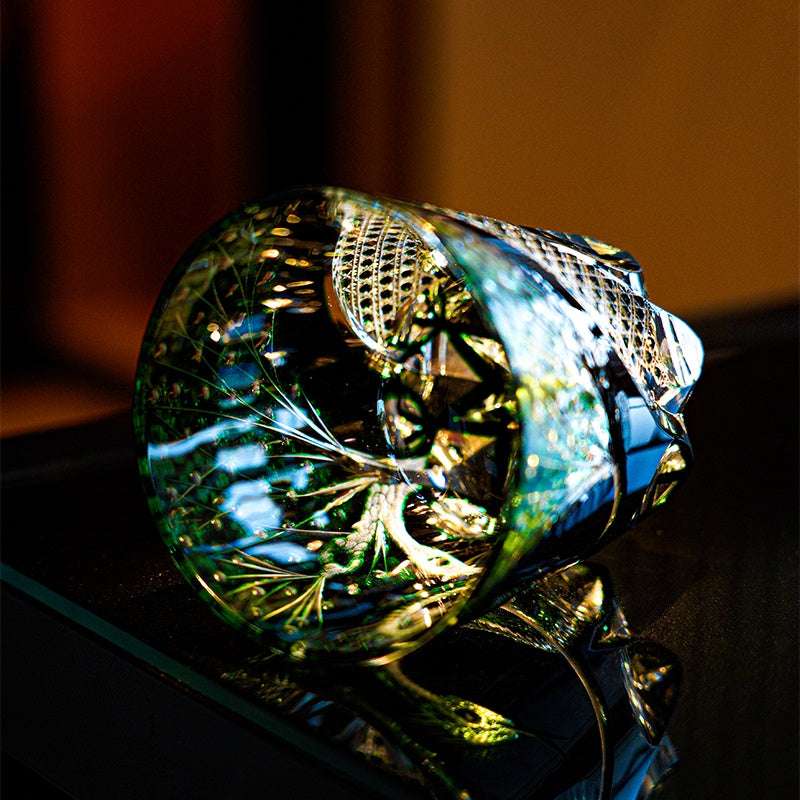 Claywhispers Handcrafted Green Serpent Whisky Glass With Wooden Box