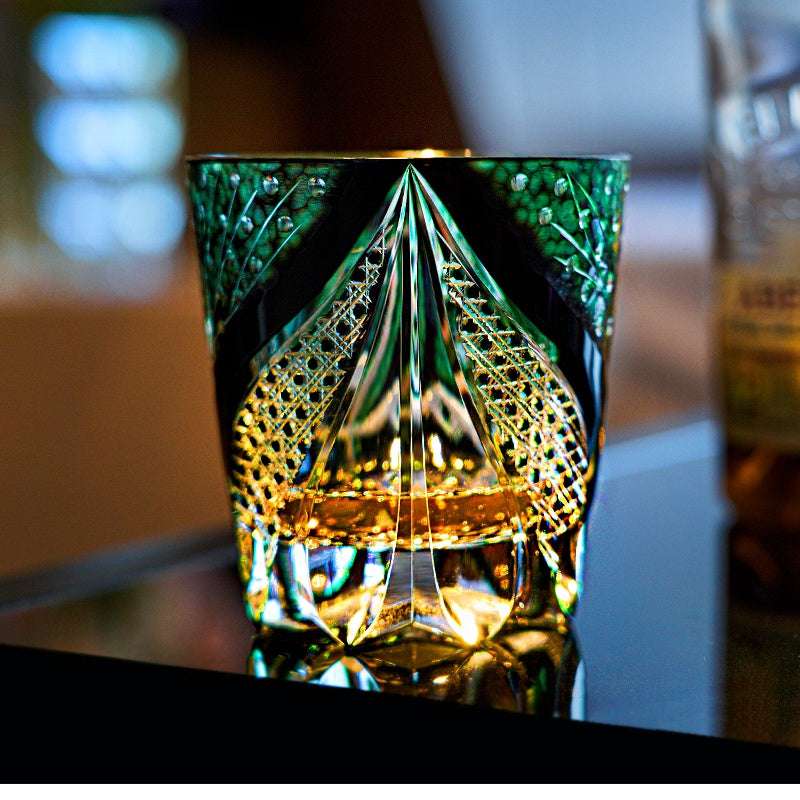 Claywhispers Handcrafted Green Serpent Whisky Glass With Wooden Box
