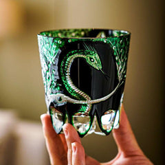 Claywhispers Handcrafted Green Serpent Whisky Glass With Wooden Box