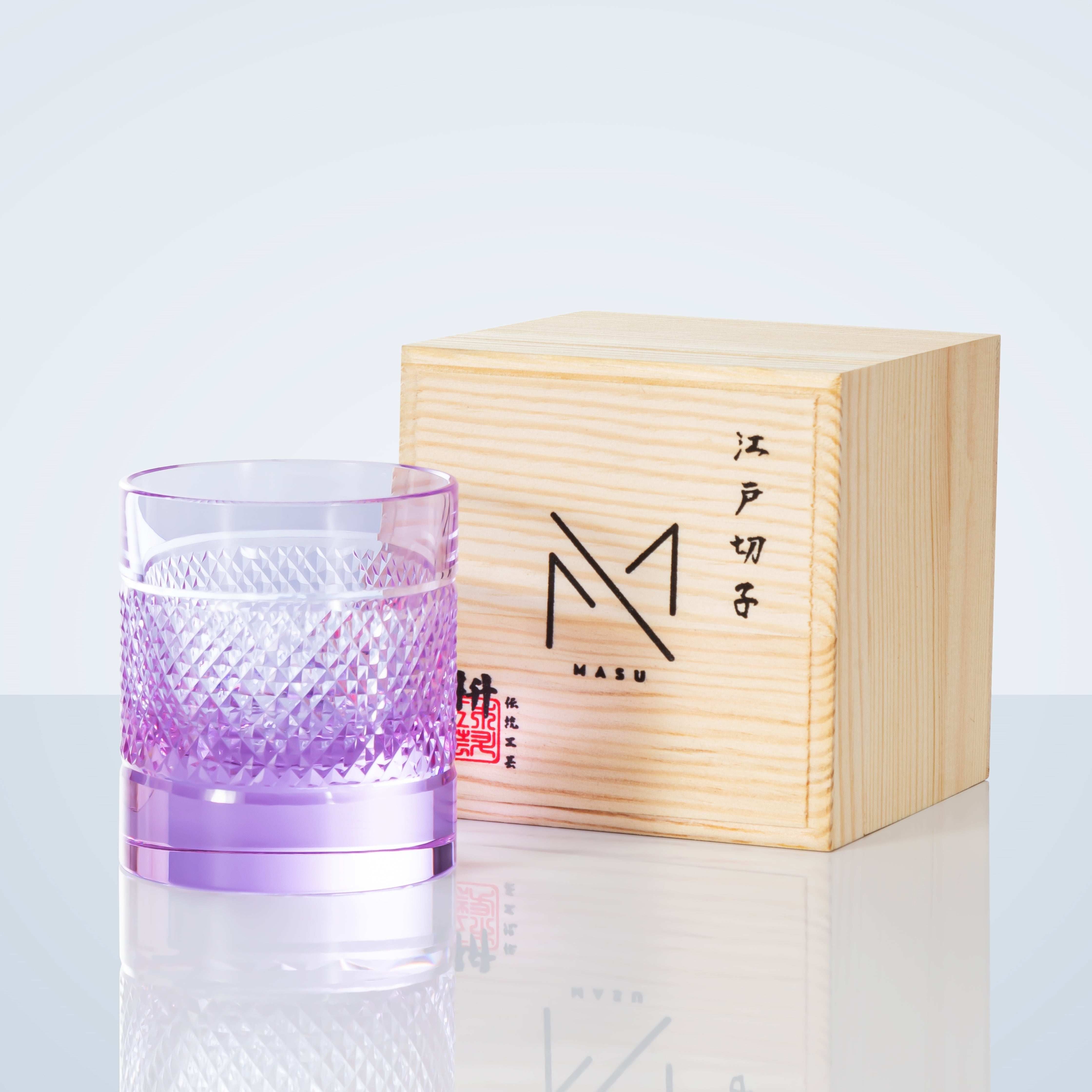 ClayWhispers Diamond Multi-Color Whisky Glasses With Wooden Box