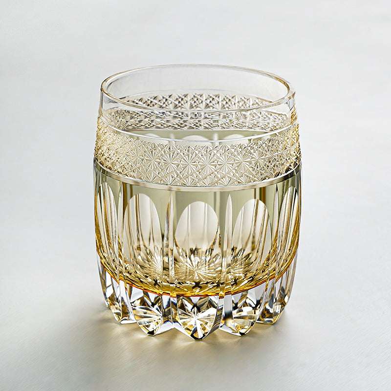 ClayWhispers Handcrafted Amber Celestial Whiskey Glass With Wooden Box
