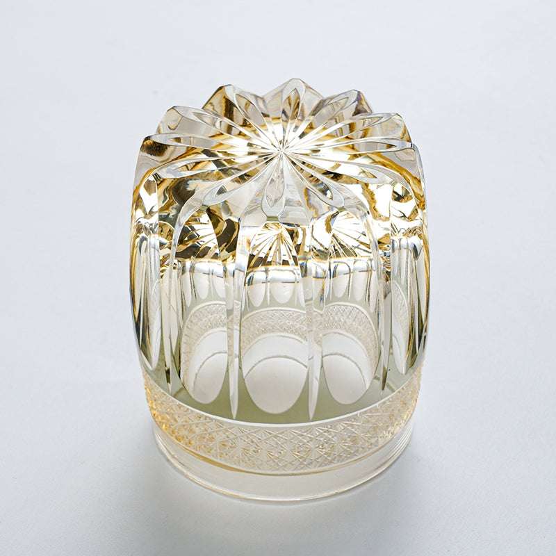 ClayWhispers Handcrafted Amber Celestial Whiskey Glass With Wooden Box