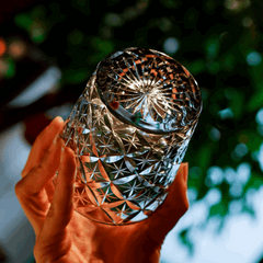 ClayWhispers Handcrafted Asanoha Star Whisky Glass With Wooden Box