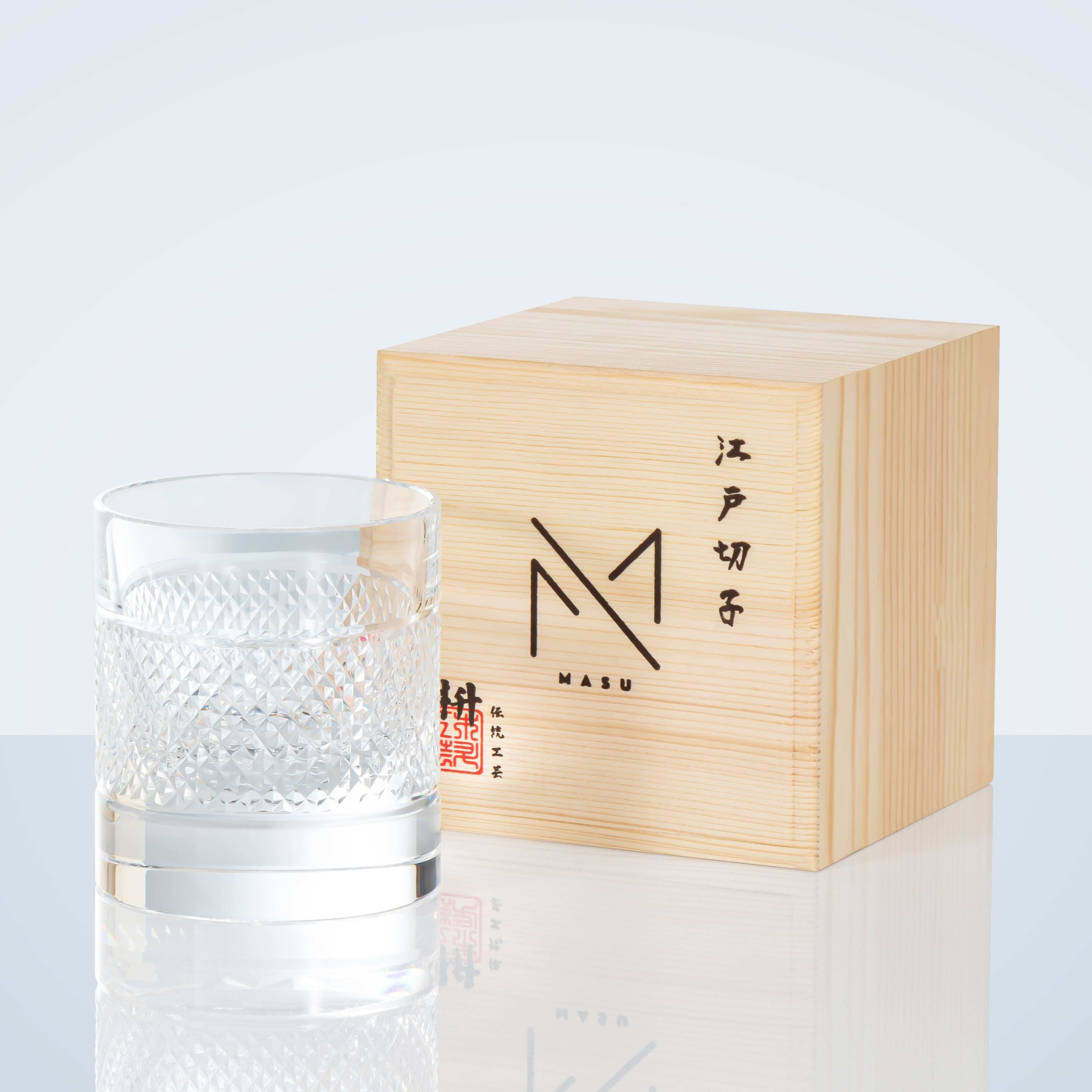 ClayWhispers Diamond Multi-Color Whisky Glasses With Wooden Box