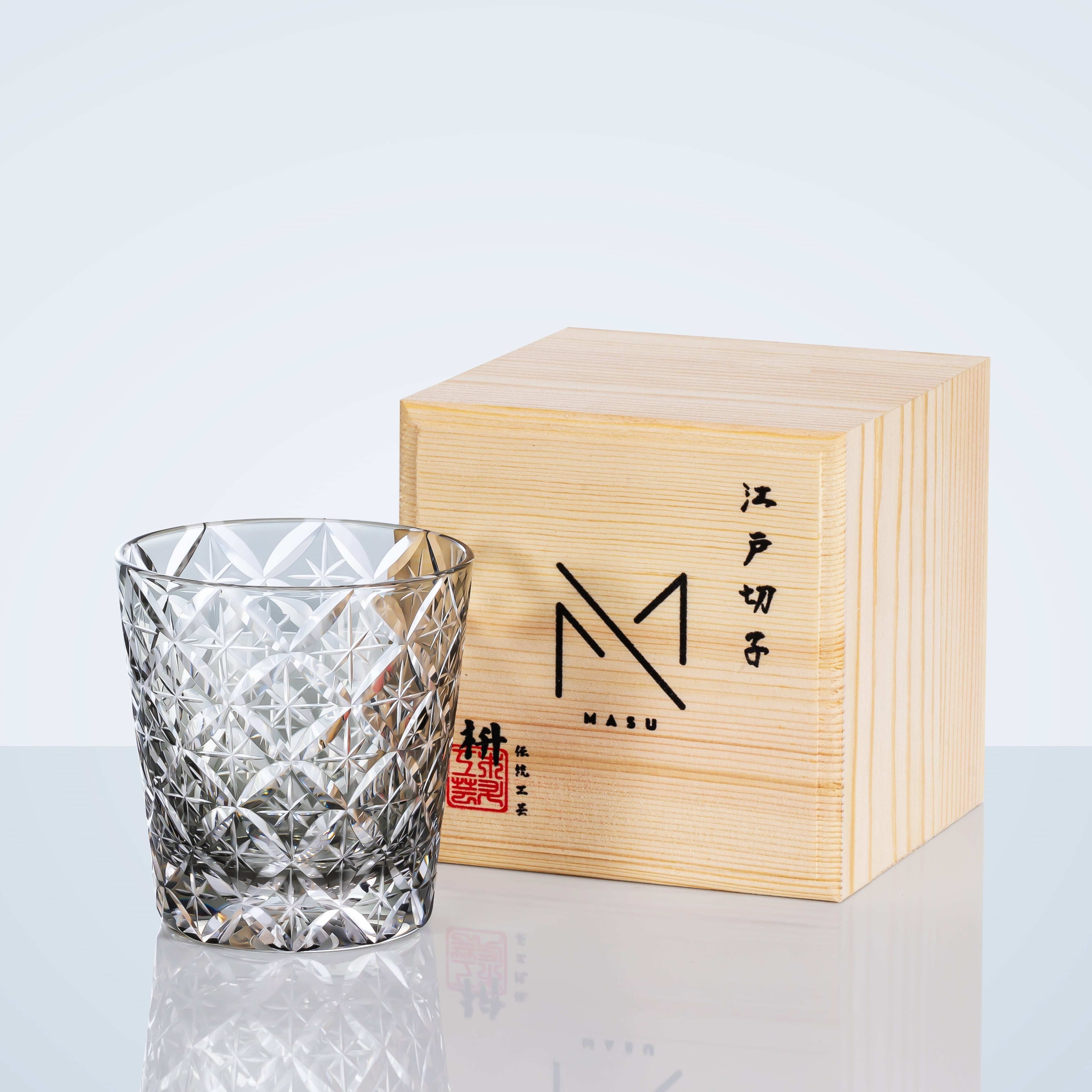 ClayWhispers Handcrafted Asanoha Star Whisky Glass With Wooden Box