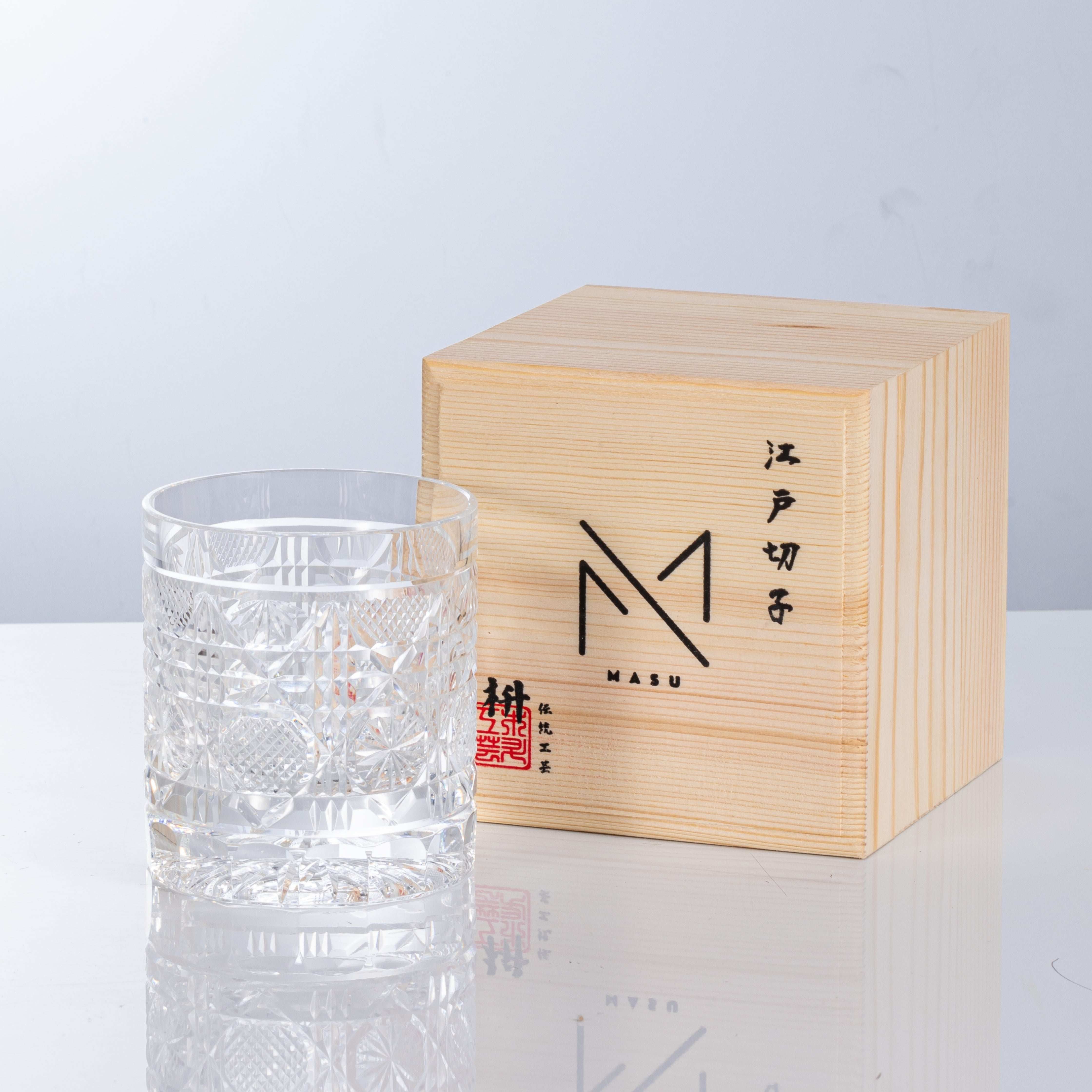 ClayWhispers Handcrafted Octagonal Chrysanthemum Whisky Glass With Wooden Box