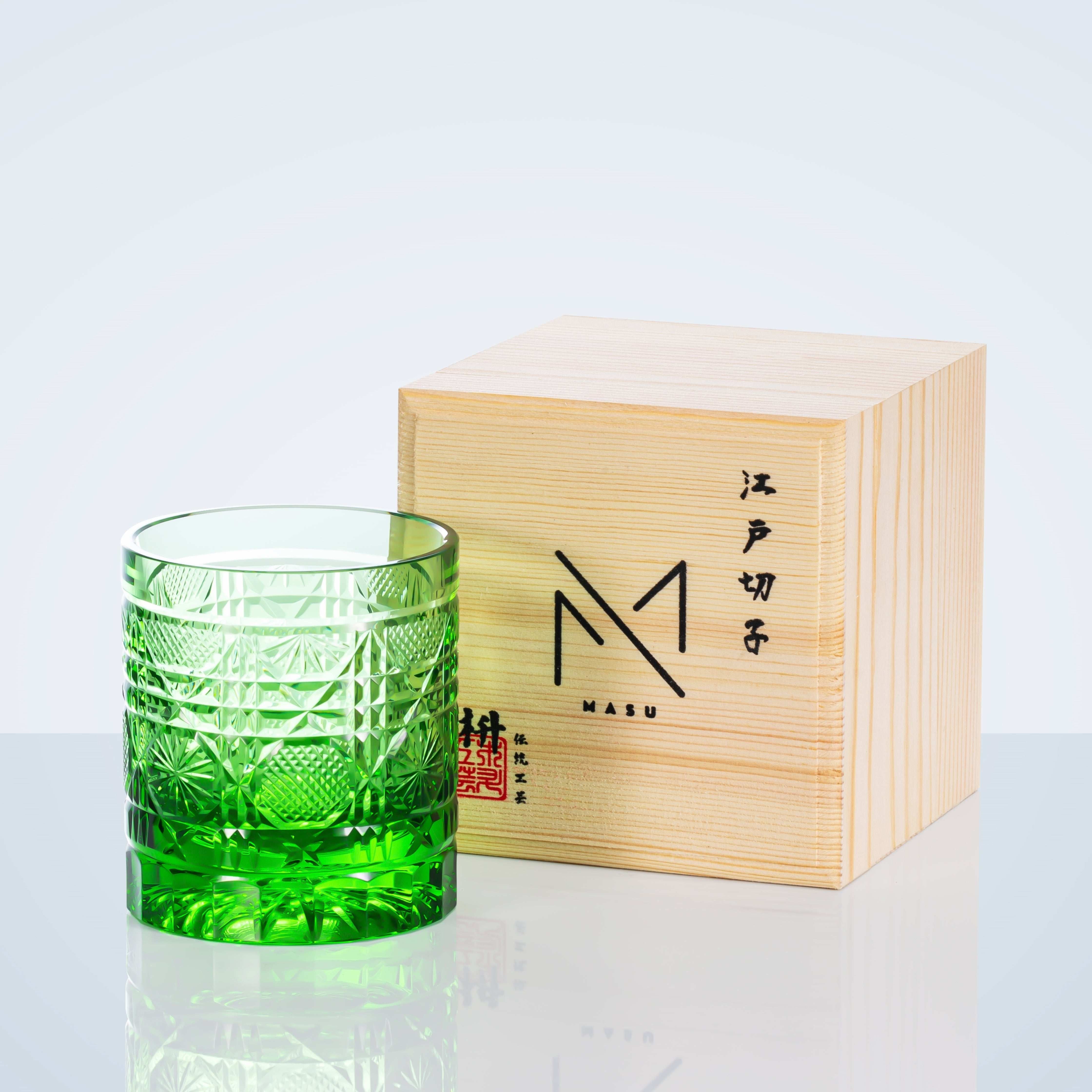 ClayWhispers Handcrafted Octagonal Chrysanthemum Whisky Glass With Wooden Box
