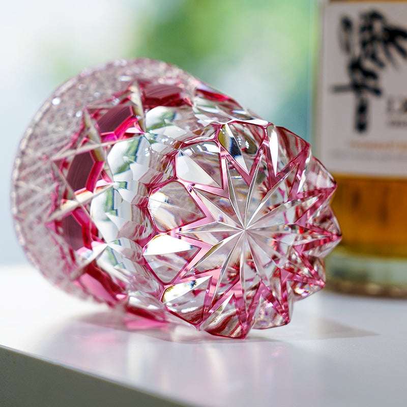 ClayWhispers Handcrafted Rose Fluorite Whisky Glass With Wooden Box