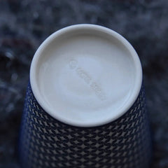 Japanese Underglaze Carved Floral Lattice Drinking Cup