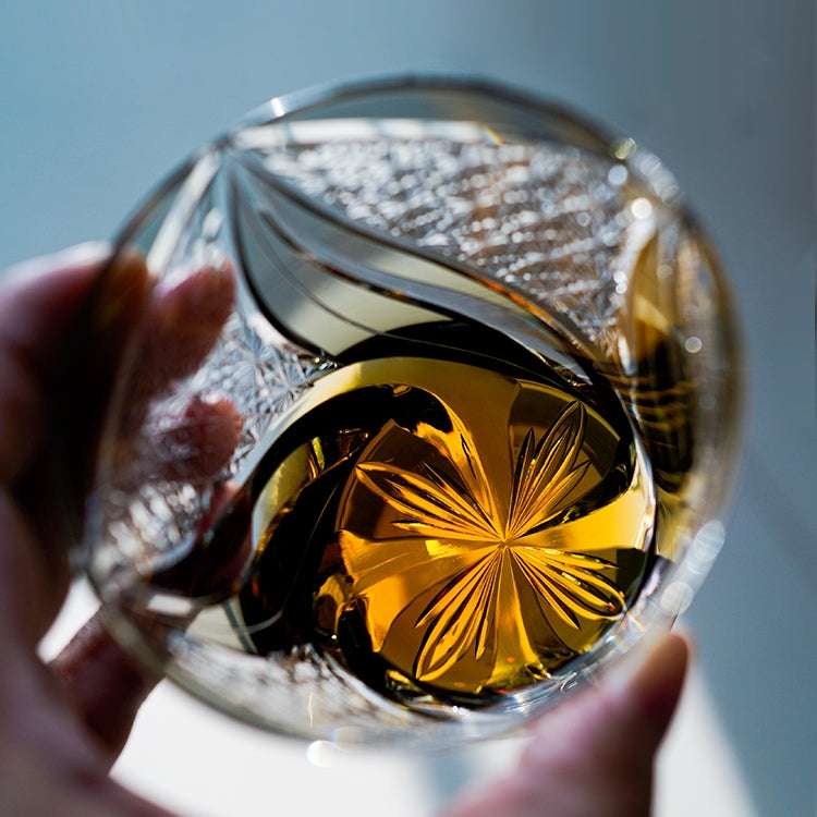 ClayWhispers Handcrafted Inkstone Flame Whisky Glass With Wooden Box
