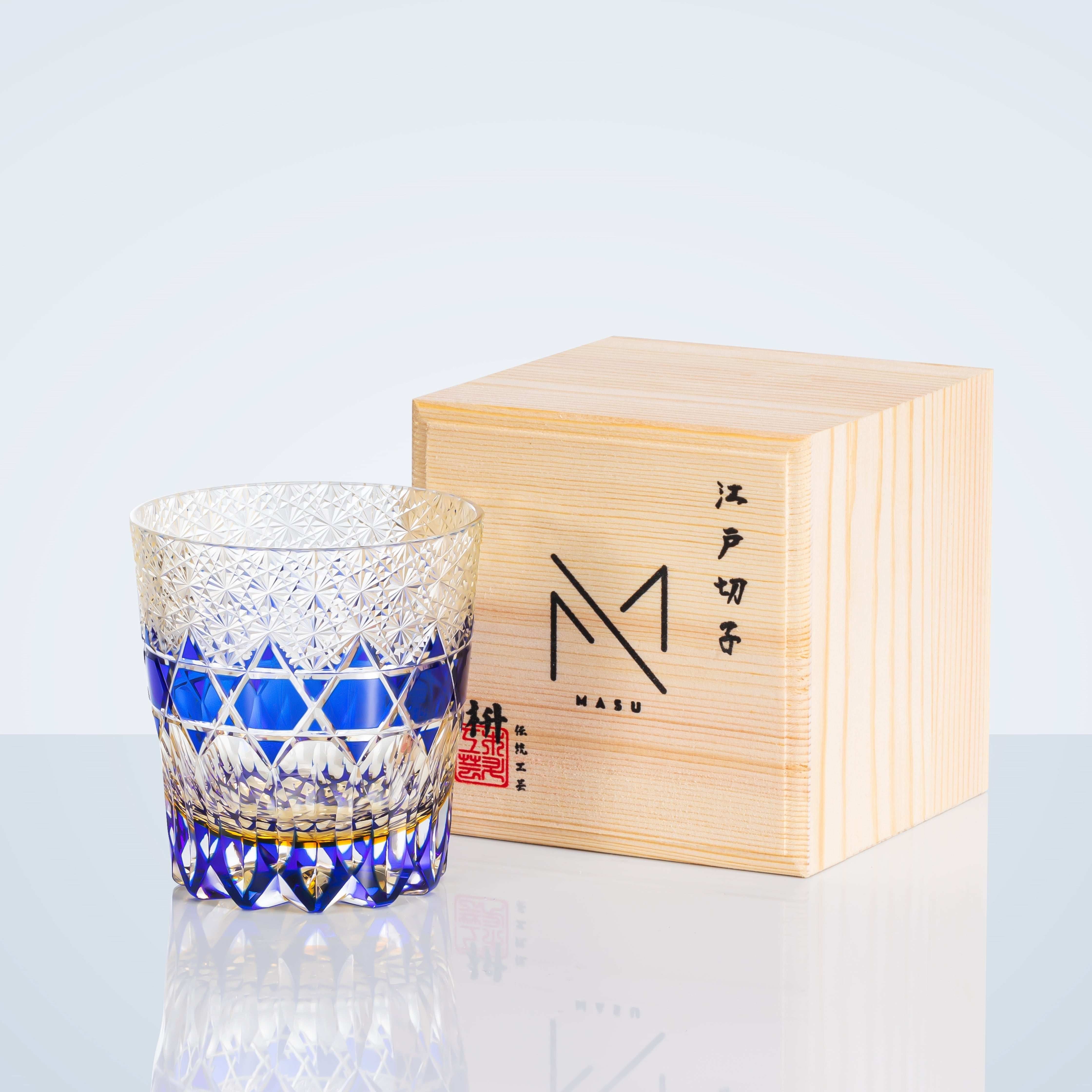 ClayWhispers Handcrafted Sapphire Fluorite Whisky Glass With Wooden Box