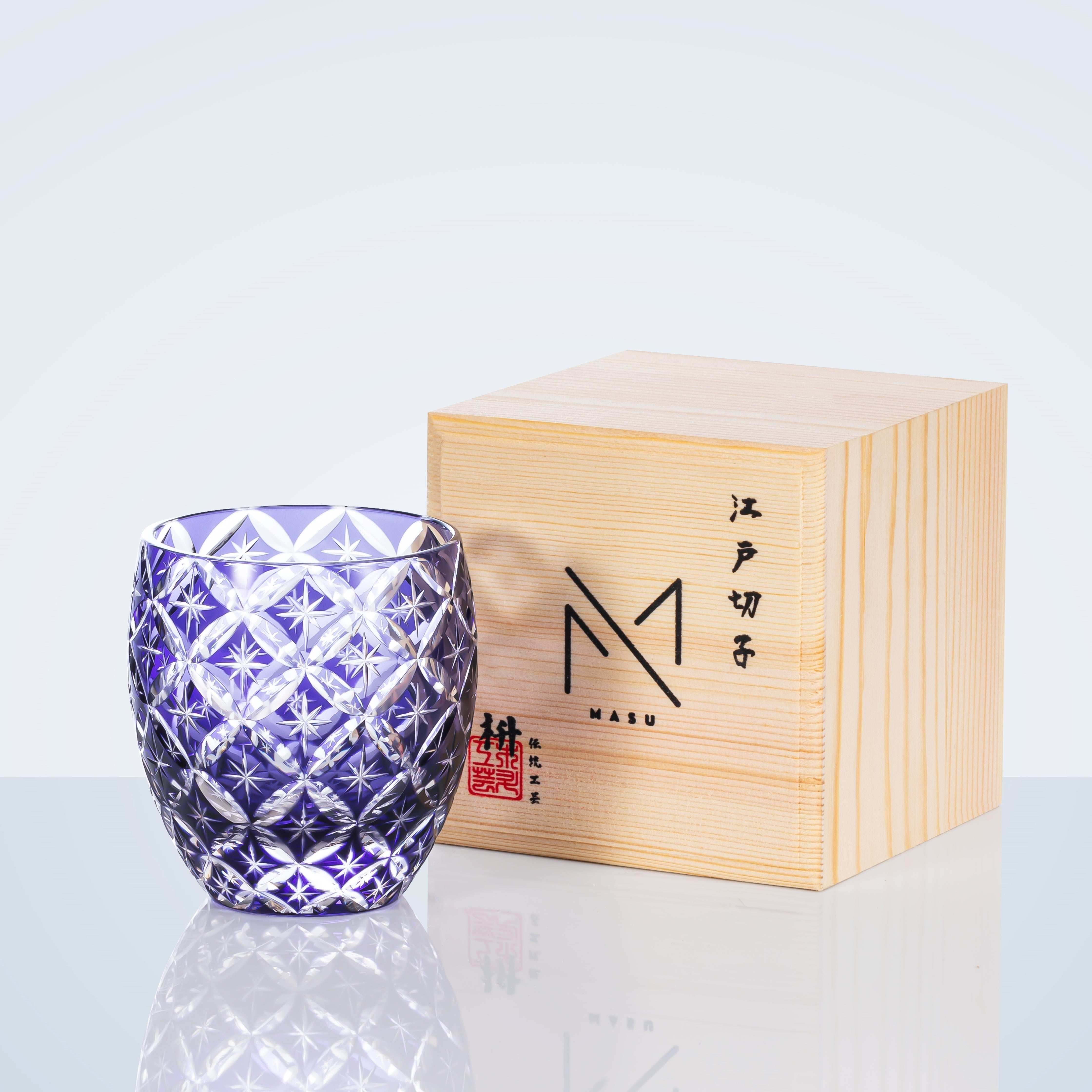 ClayWhispers Handcrafted Violet Shippo Whisky Glass With Wooden Box