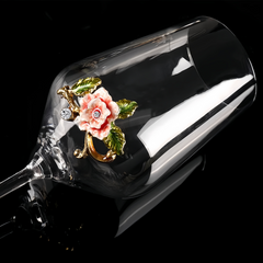Metallic Flower Crystal Wine Glasses with Decanter Suitcase Set
