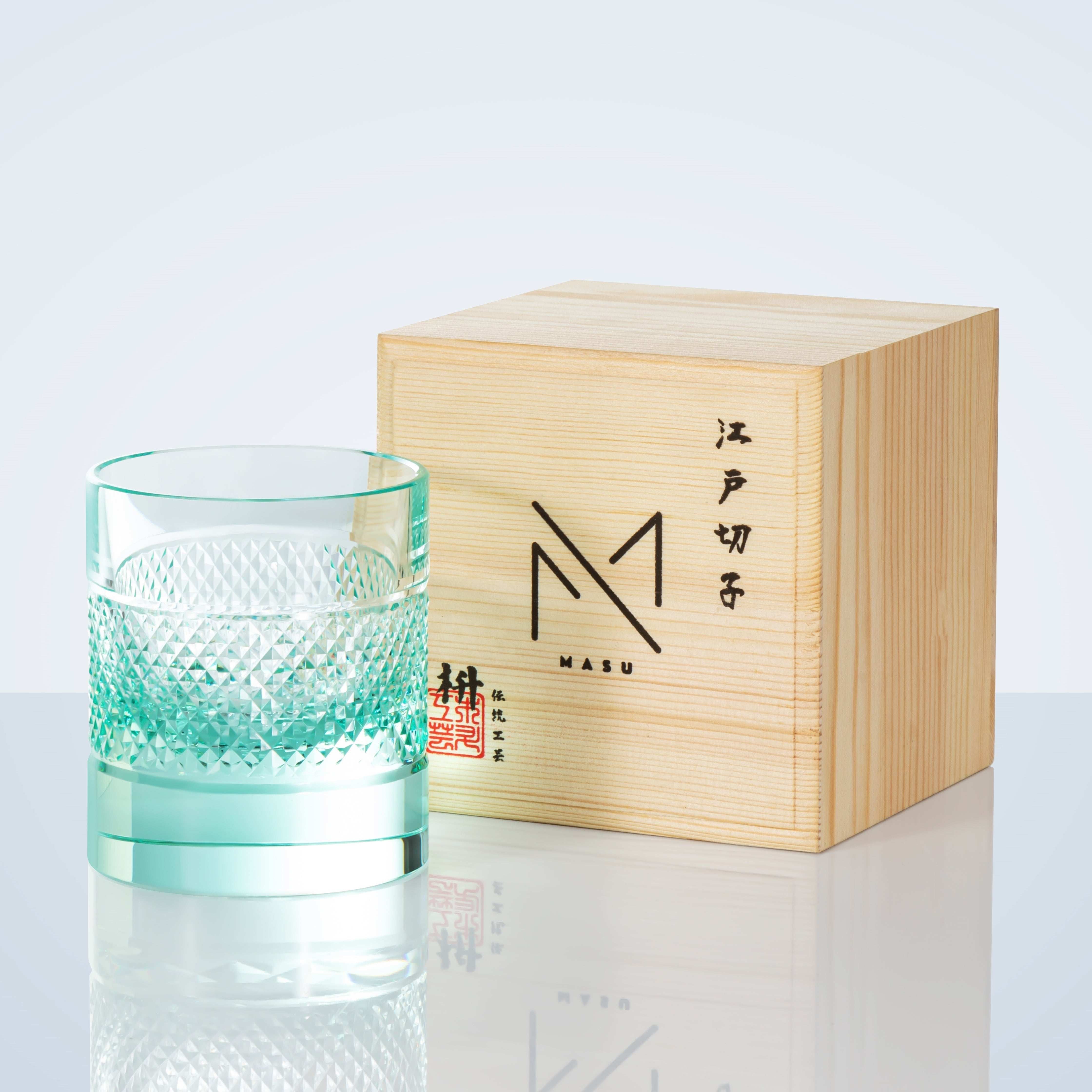ClayWhispers Diamond Multi-Color Whisky Glasses With Wooden Box