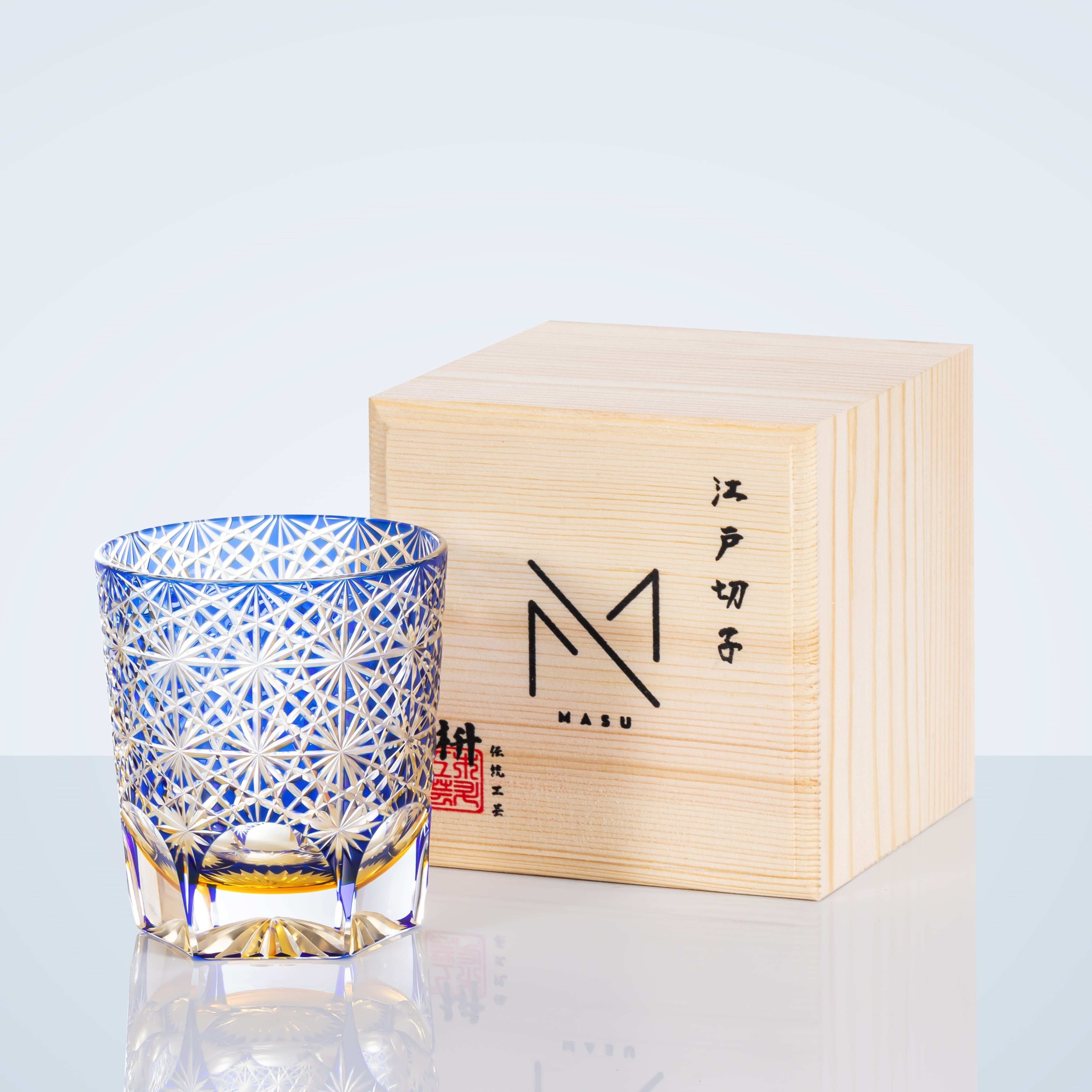 ClayWhispers Handcrafted Blue Amber Whisky Glass With Wooden Box