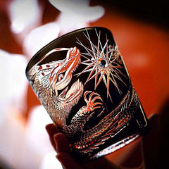 ClayWhispers Handcrafted Soaring Dragon Whisky Glass With Wooden Box