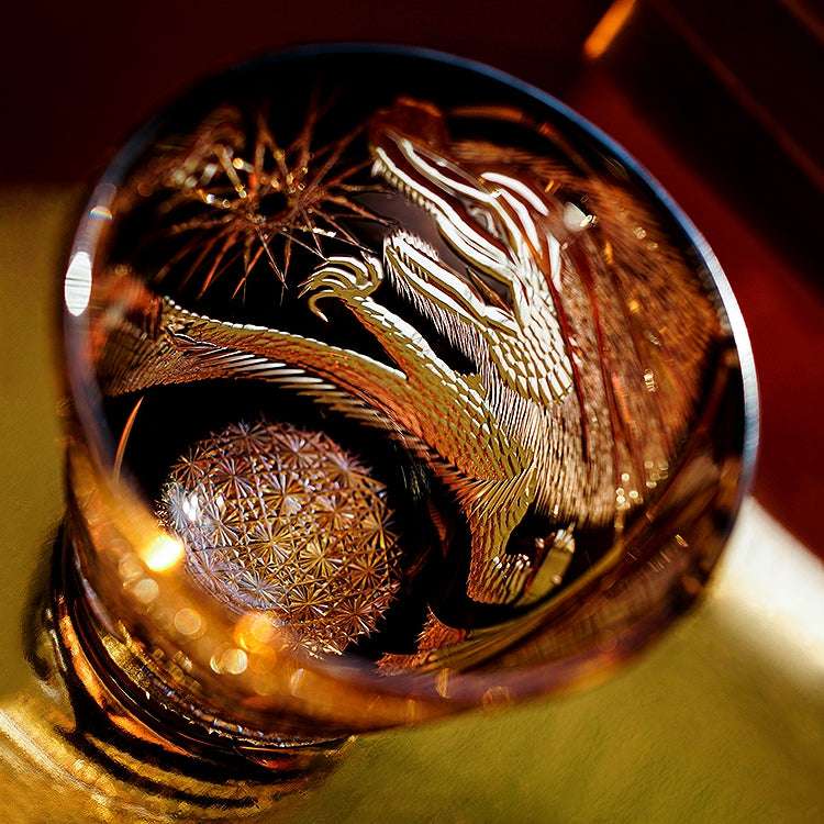 ClayWhispers Handcrafted Soaring Dragon Whisky Glass With Wooden Box