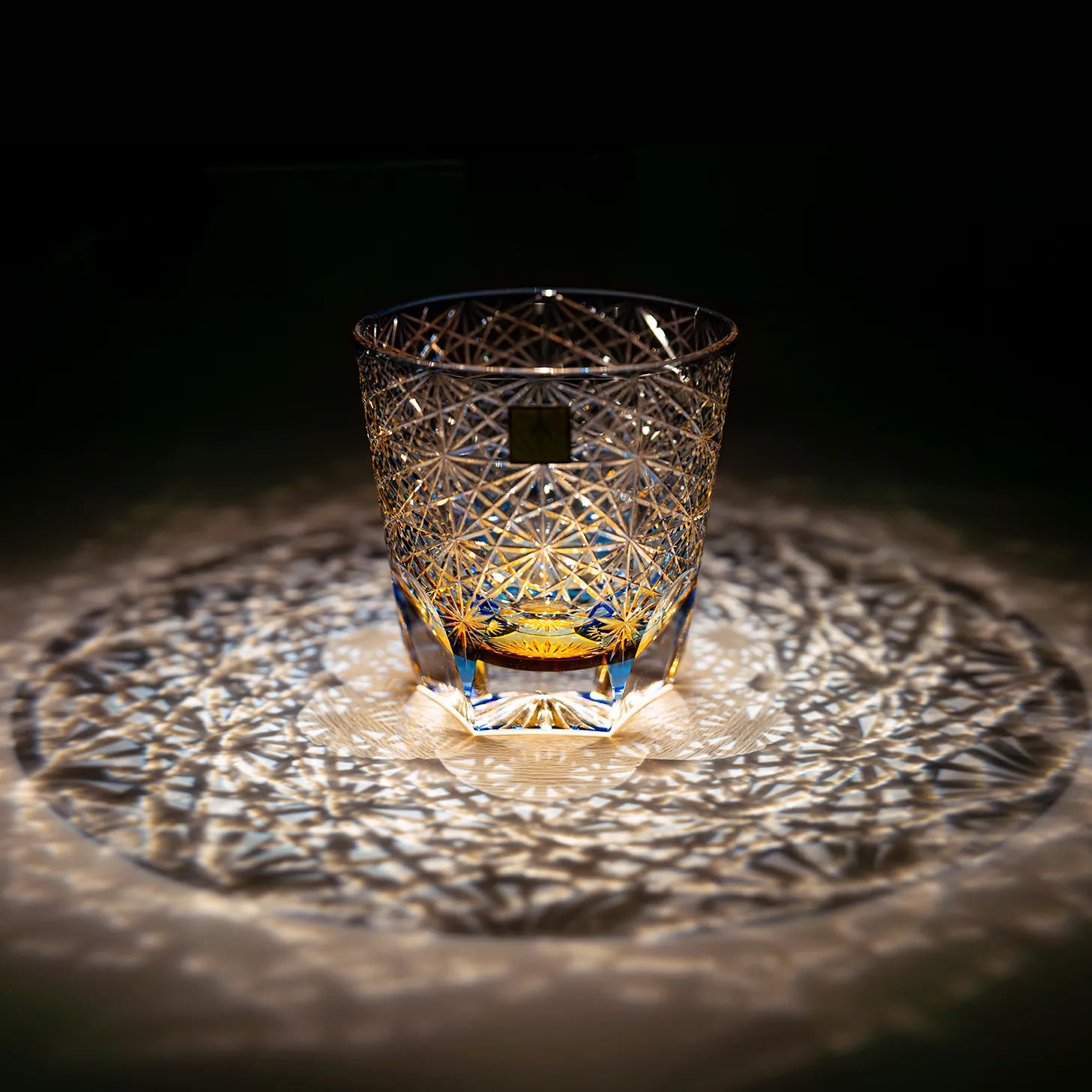 Edo Kiriko Handcrafted Blue Daisy Lead-Free Crystal Whiskey Glass-320ML