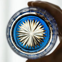 Edo Kiriko Blue & Gold Whiskey Glass – Limited Edition Hand-Cut Design
