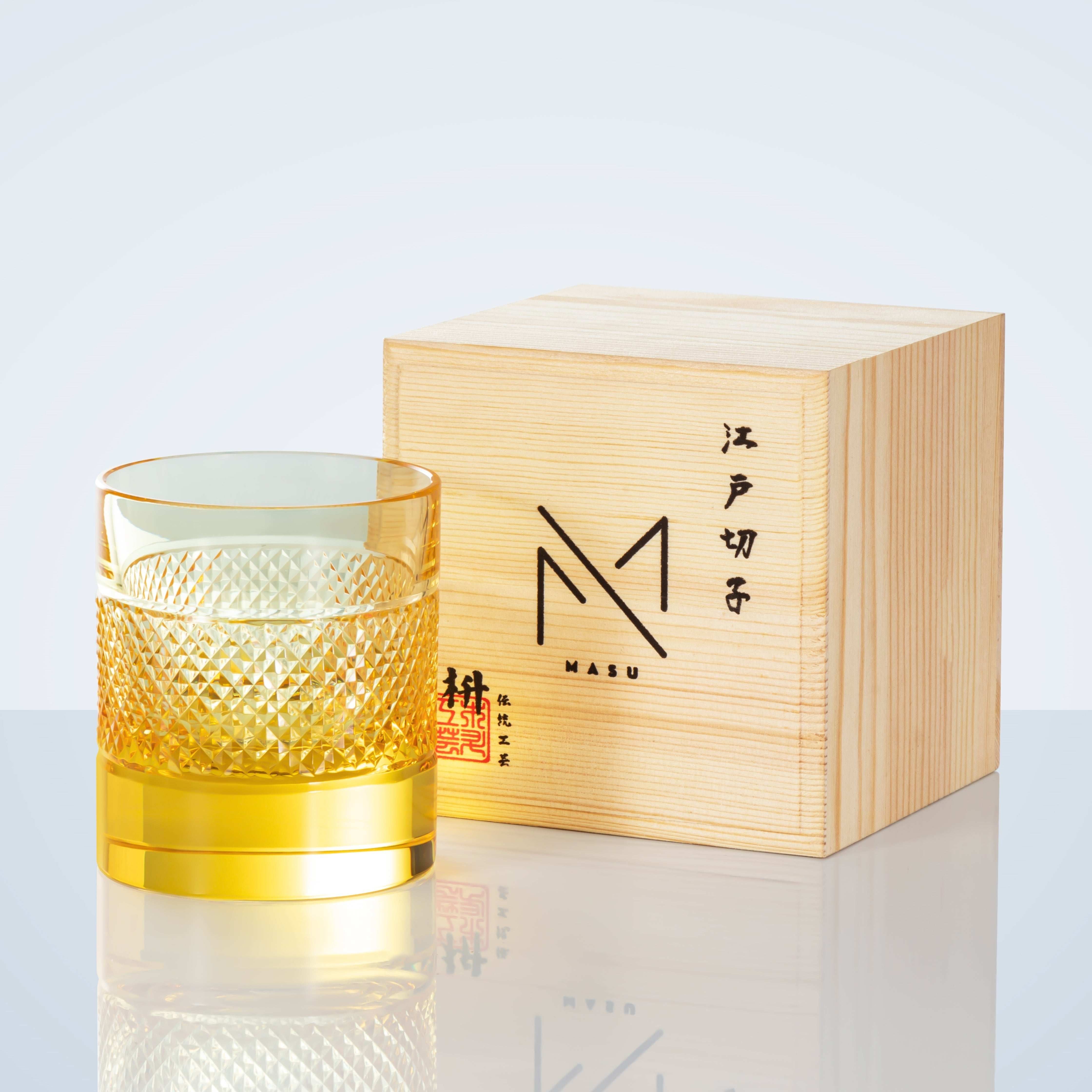 ClayWhispers Diamond Multi-Color Whisky Glasses With Wooden Box