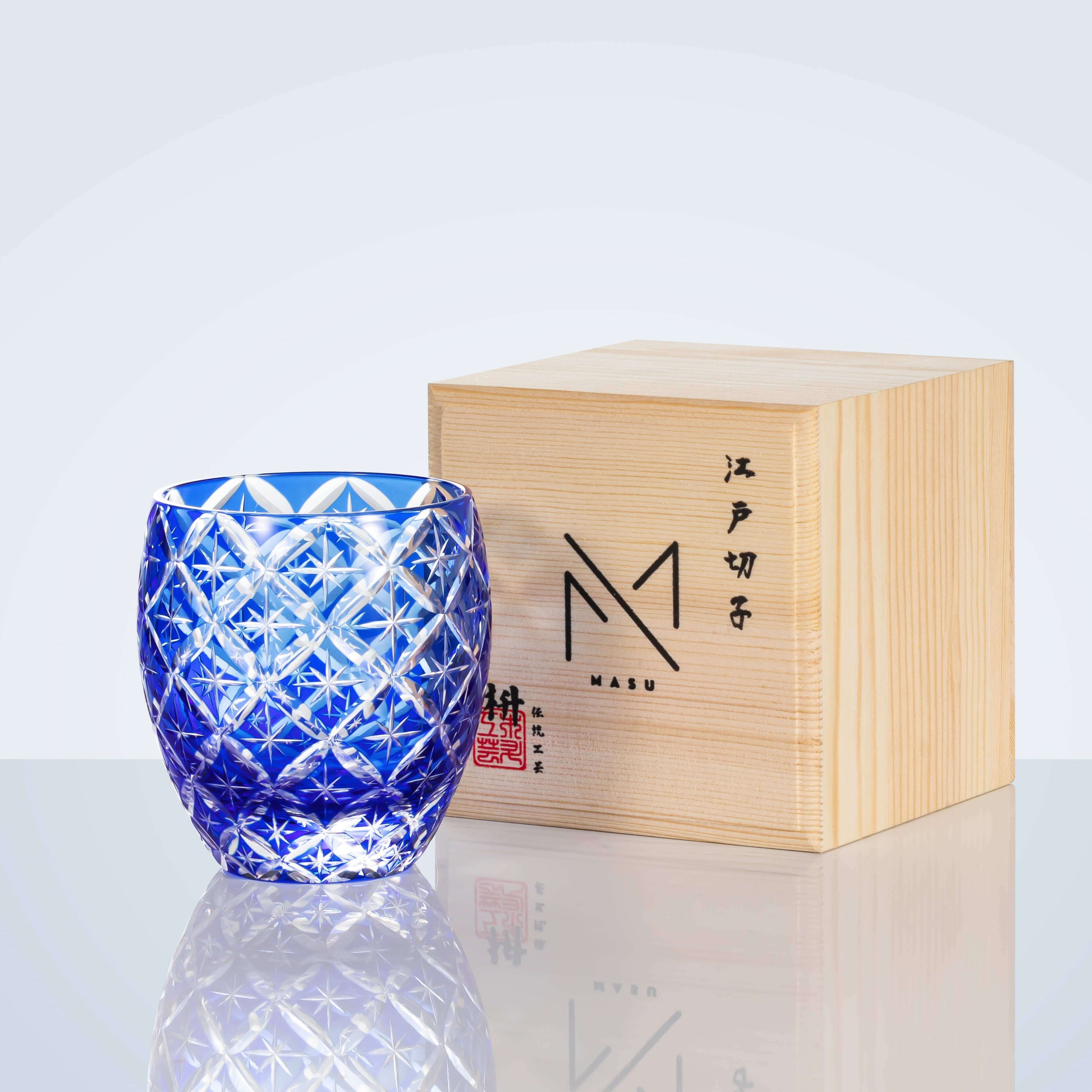ClayWhispers Handcrafted Sapphire Shippo Whisky Glass With Wooden Box