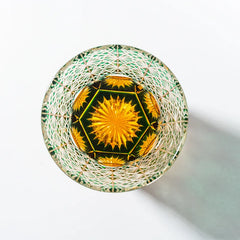 Edo Kiriko Handcrafted Lead-Free Emerald Starburst Crystal Whiskey Glass-320ML