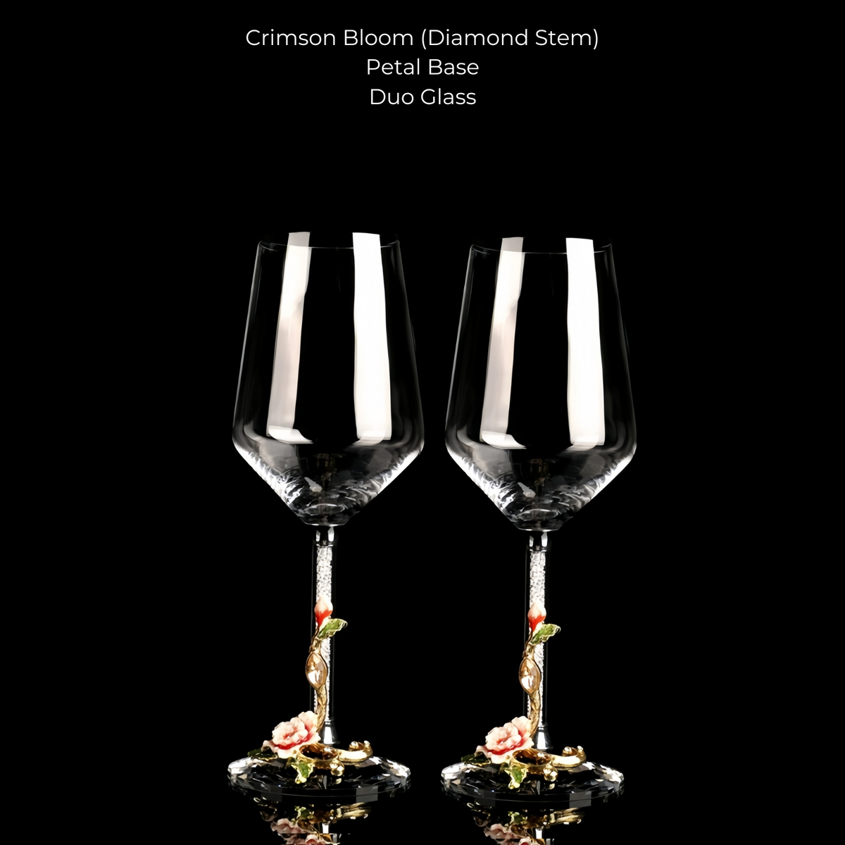 Metallic Flower Crystal Wine Glasses with Decanter Suitcase Set