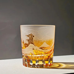 Edo Kiriko Handcrafted Fuji Wave Whisky Glass Collection