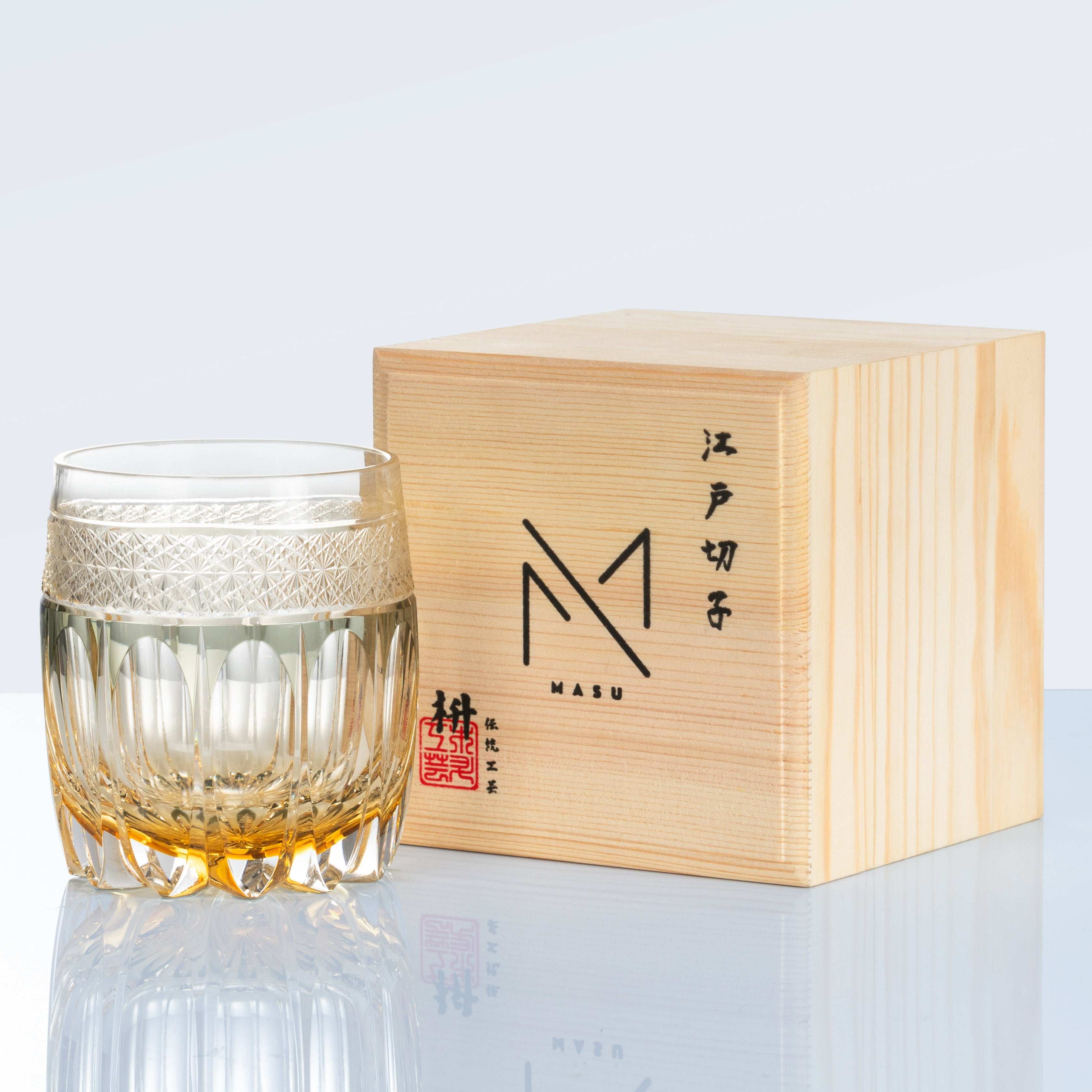 ClayWhispers Handcrafted Amber Celestial Whiskey Glass With Wooden Box