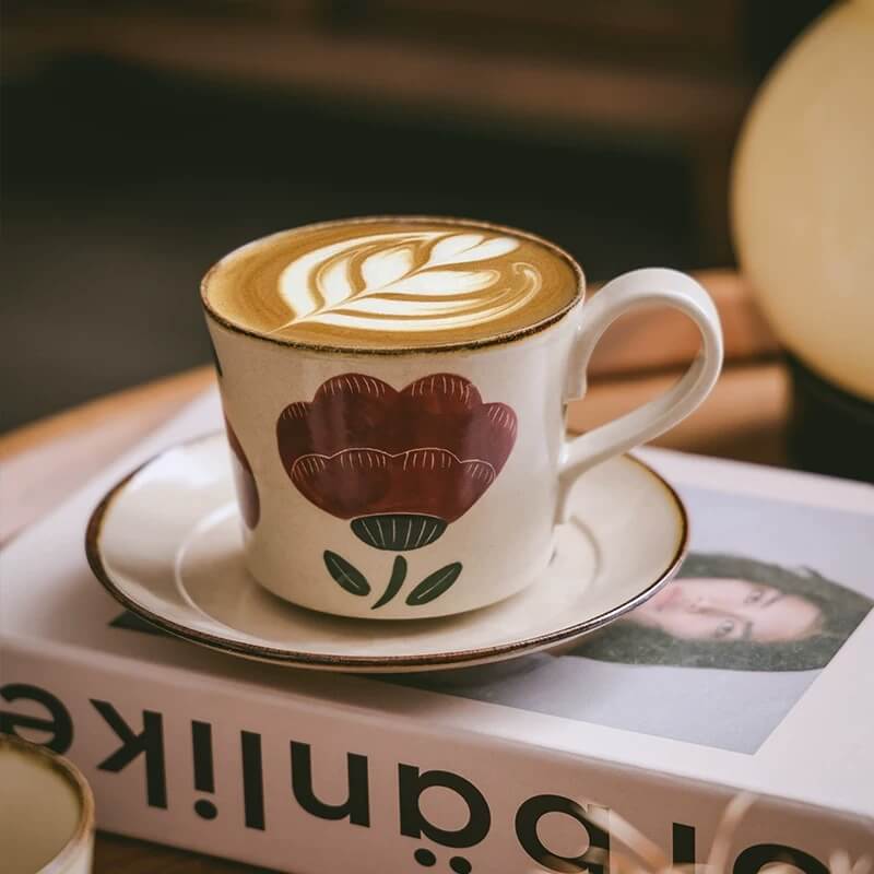 Hand-Painted Floral Vintage Coffee Cup & Saucer Set