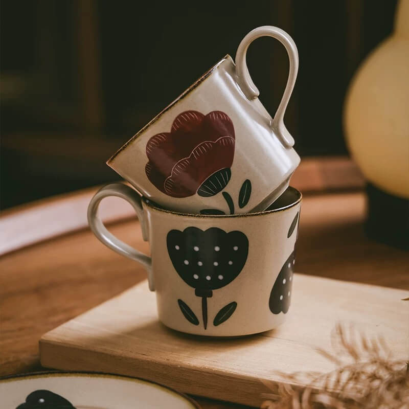 Hand-Painted Floral Vintage Coffee Cup & Saucer Set