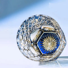 Edo Kiriko Handmade Lead-Free Blue Starburst Crystal Whiskey Glass