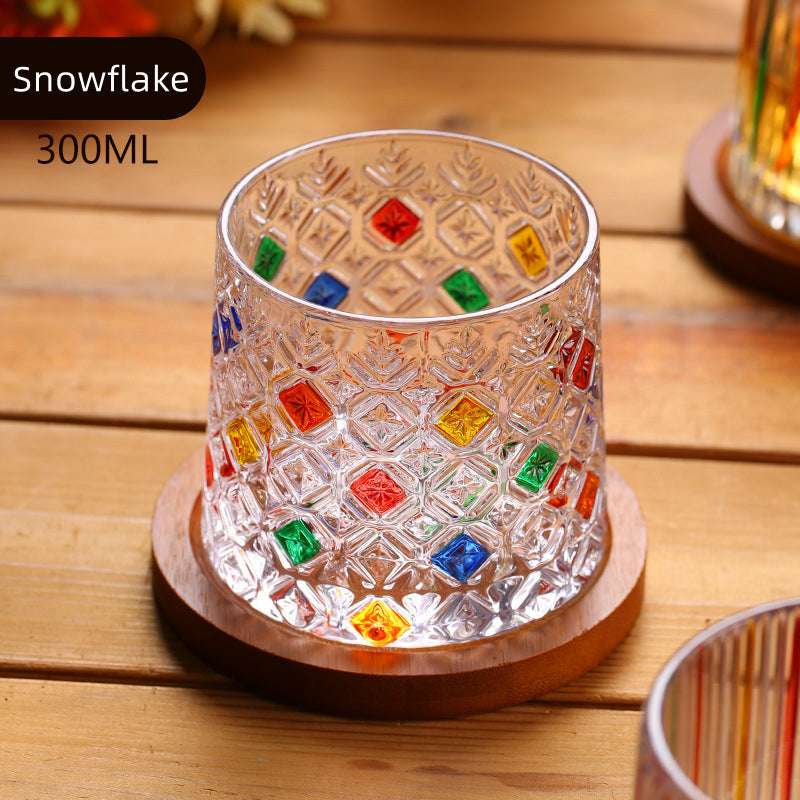 ClayWhispers Rotating Multi Color Stained Whisky Glass With Gift Box