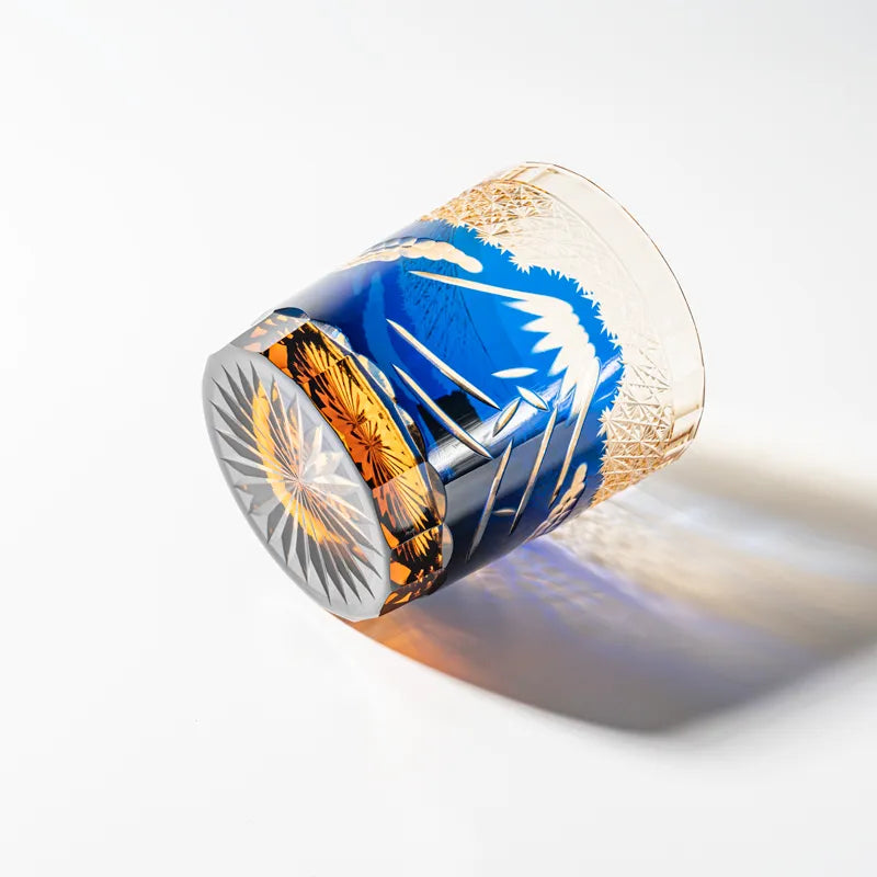 Edo Kiriko Handcrafted Mount Fuji Whiskey Glass – Blue Edition
