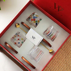 ClayWhispers Rotating Multi Color Stained Whisky Glass With Gift Box