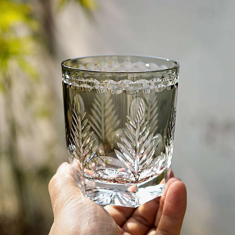 ClayWhispers Handcrafted Avaire Plum Artistry Whisky Glass With Wooden Box