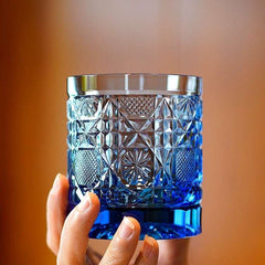 ClayWhispers Handcrafted Octagonal Chrysanthemum Whisky Glass With Wooden Box