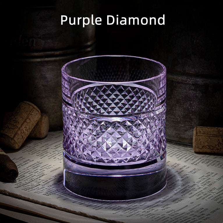 ClayWhispers Diamond Multi-Color Whisky Glasses With Wooden Box