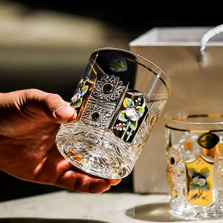 ClayWhispers Bohemia Enchanted Blossom Whisky Glasses Gift Set Of Two