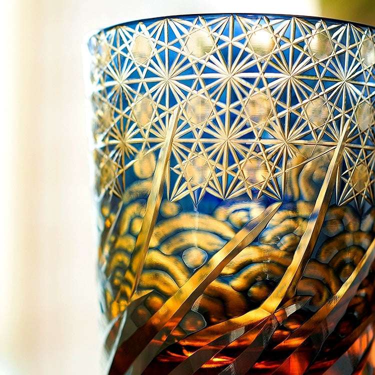 ClayWhispers Handcrafted Blue Amber Whisky Glass With Wooden Box
