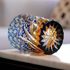 ClayWhispers Handcrafted Blue Amber Whisky Glass With Wooden Box