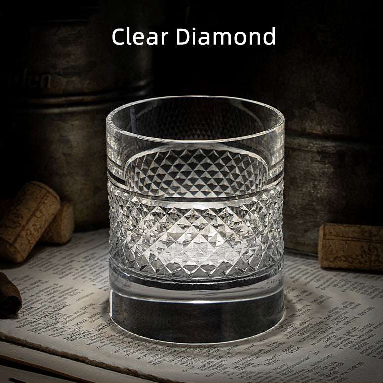 ClayWhispers Diamond Multi-Color Whisky Glasses With Wooden Box