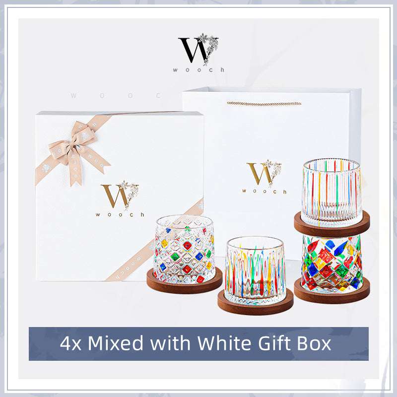 ClayWhispers Rotating Multi Color Stained Whisky Glass With Gift Box